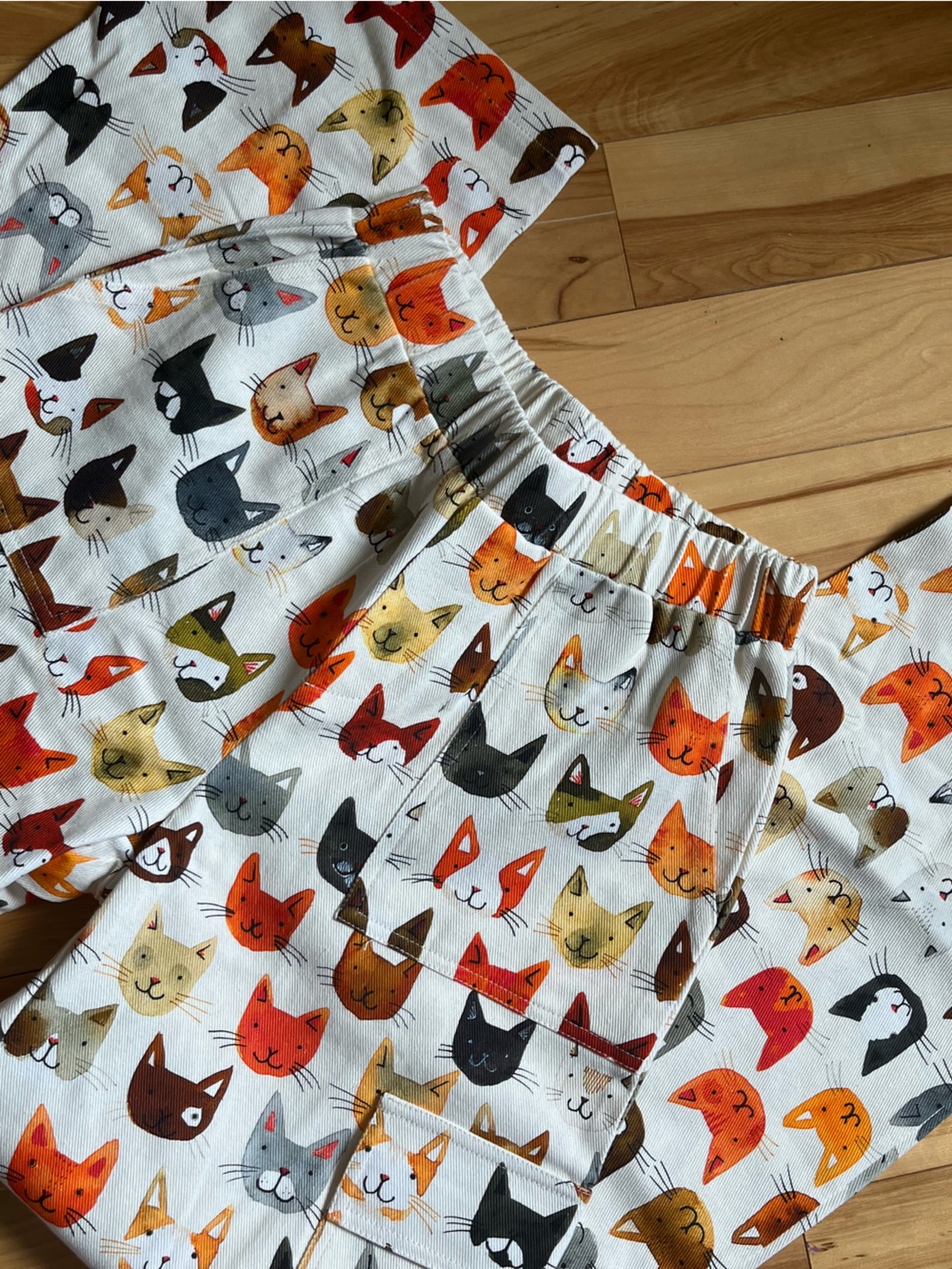 Whimsical Cat Print Lounge Pants - Multicolor